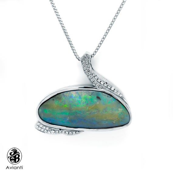 Blue green opal on sale necklace