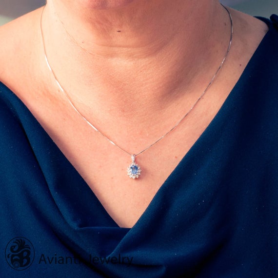 blue stone diamond pendant