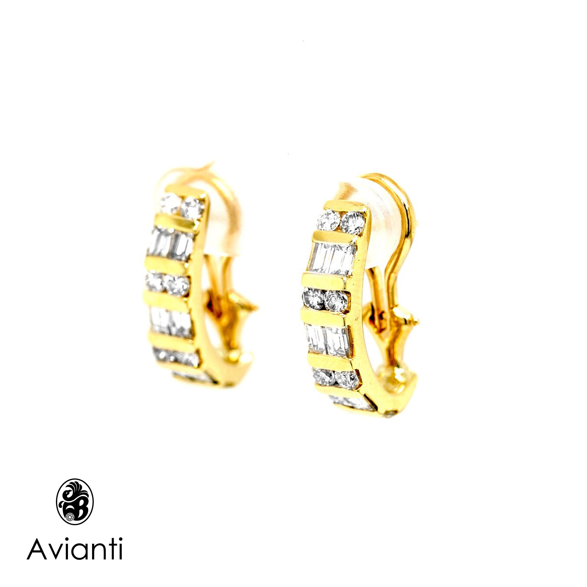 Diamond French Backs Earrings With Baguette Diamonds